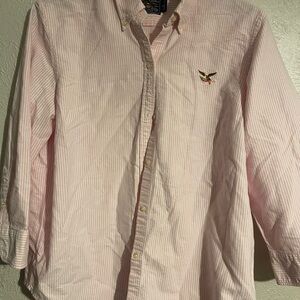 American Eagle Outfitters Pink Striped Button-Down Shirt